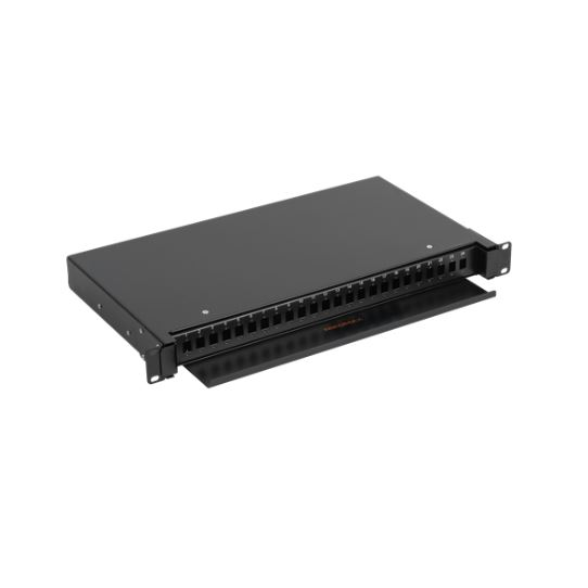 Nikomax Patch Optikai patch panel Simplex, SC/LC 48 port, kihúzható, fekete (NMF-RP24SC-TS-P1-1U-BK) (NMF-RP24SC-TS-P1-1U-BK)