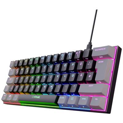 Trust GXT 867 Acira tastatur Spil USB QWERTZ Tysk Sort, Grå