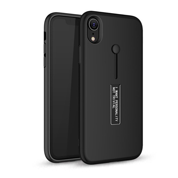 Műanyag telefonvédő (gumírozott, ujjra húzható szilikon) FEKETE [Apple iPhone XR 6.1] (5996457802166)