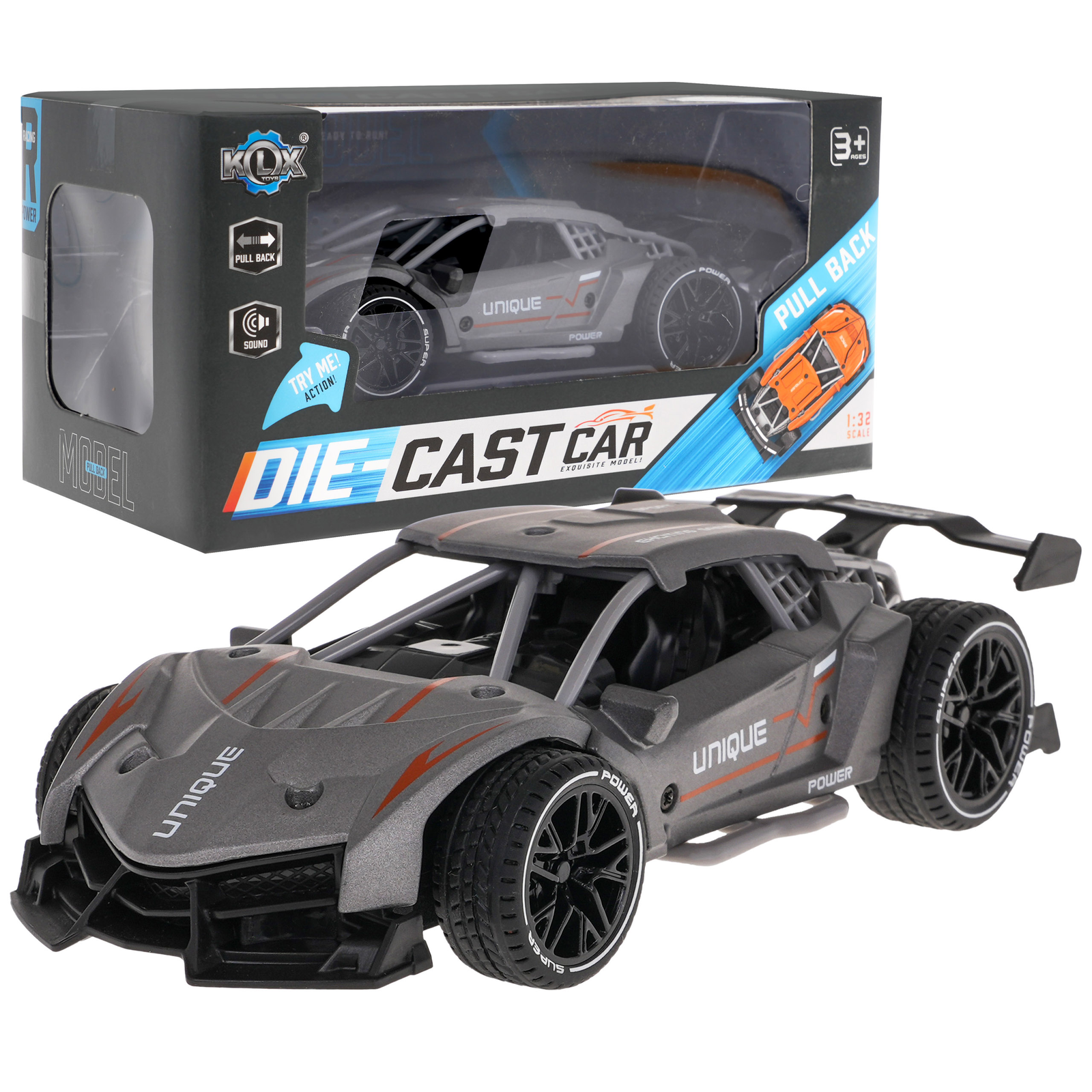 Ramiz Pull Back versenyautó - Szürke (ZAU.KLX600-319)