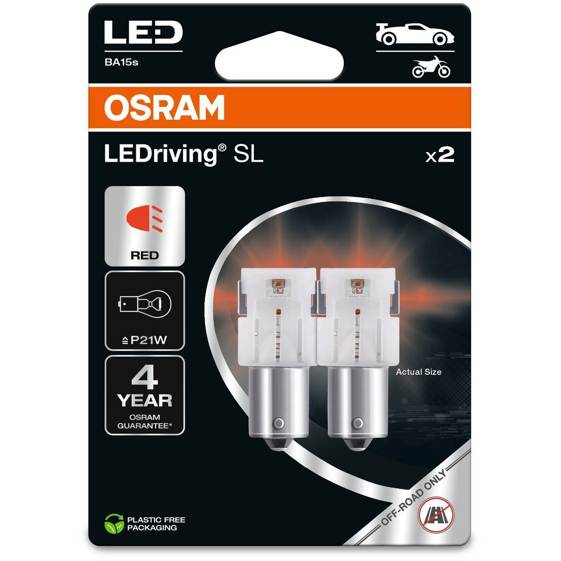 OSRAM LEDriving SL P21W piros 12V, 2 db a csomagban (7506DRP-2BL)