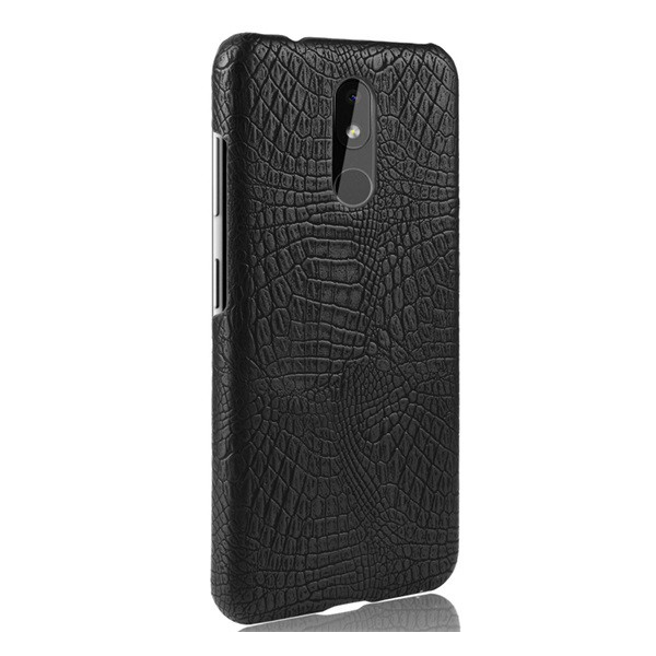 Műanyag telefonvédő (bőr hatású, krokodilbőr minta) FEKETE [Nokia 3.2] (5996457886173)