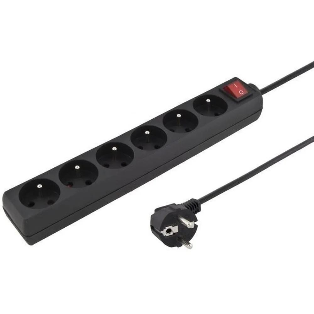 PremiumCord hosszabbító kapcsolóval 6 francia aljzat 3m fekete (ppa6k-03bk) (ppa6k-03bk)