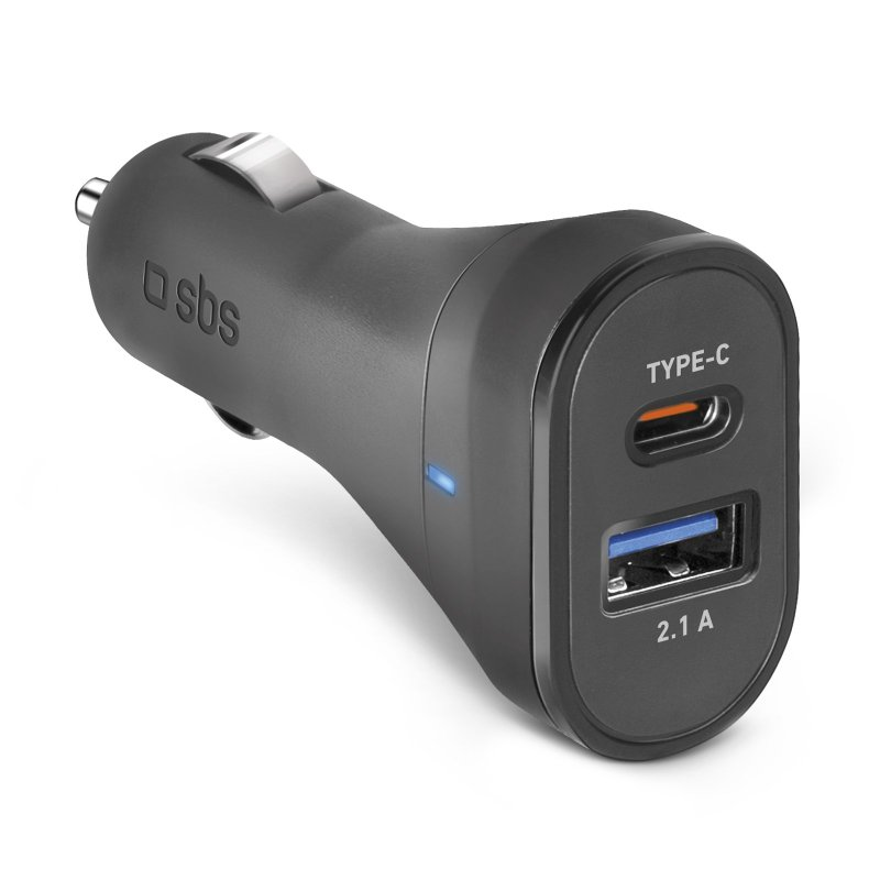 SBS TECRTC1USB2AUL 1x USB Type-C / 1x USB Type-A Autós töltő - Fekete (10W) (TECRTC1USB2AUL)