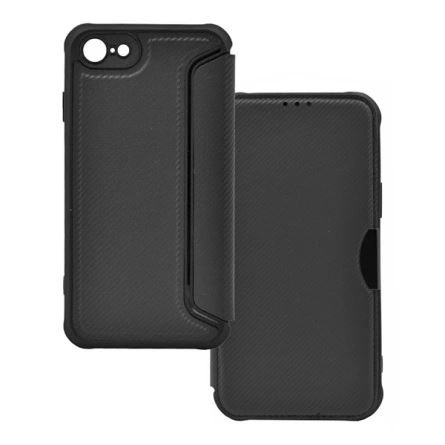 Gigapack Apple iPhone SE 3 (2022) karbon mintás fliptok fekete (GP-129181) (GP-129181)