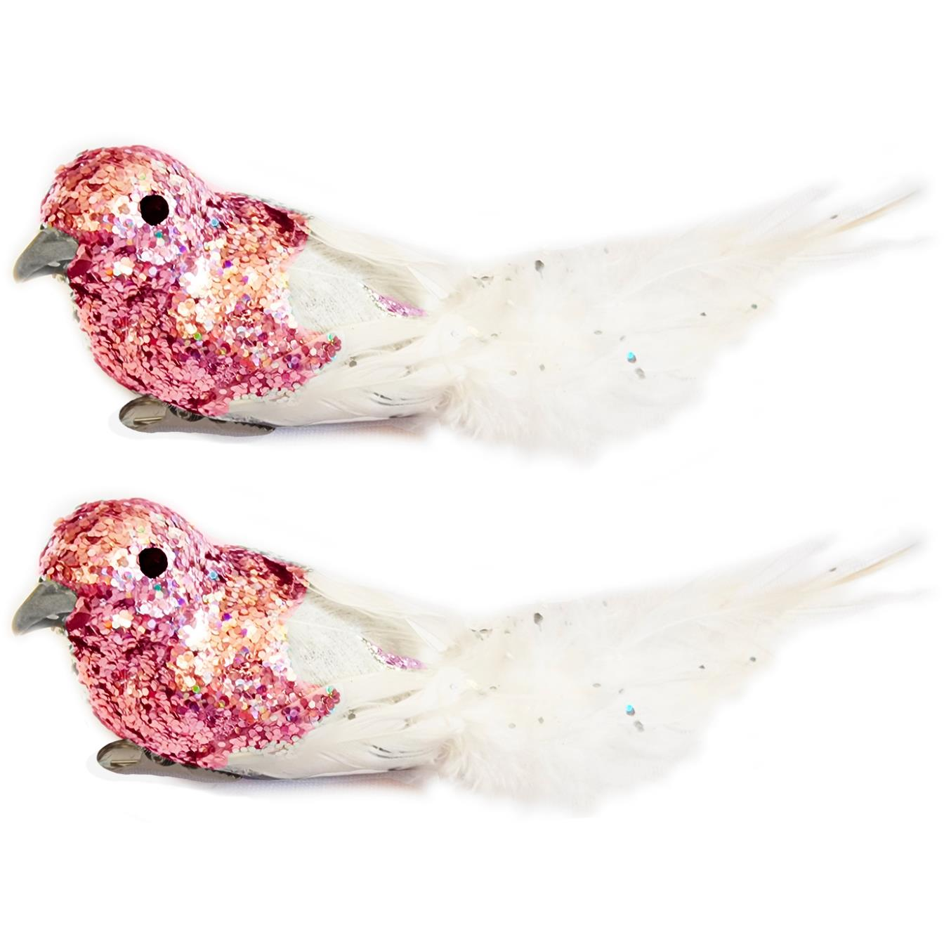 LAALU Madár rózsaszín csillámokkal 13 cm, 2 db (LAU-6172)