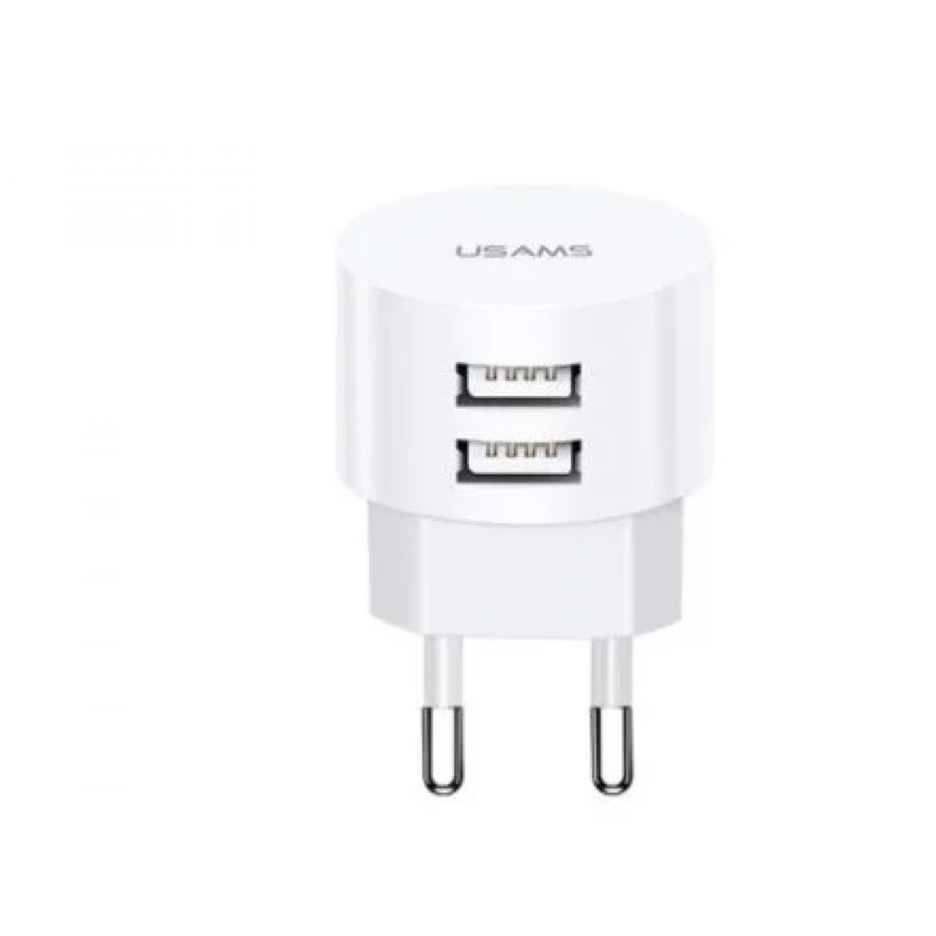Usams CC80TC01 2.1A dupla USB-s hálózati töltő fehér (CC80TC01)