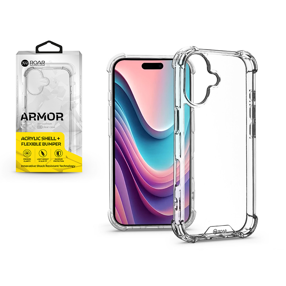 Apple iPhone 16 szilikon hátlap - Roar Armor Gel - átlátszó (KC311802)