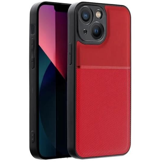 Gigapack Apple iPhone 14 mágneses, bőr hatású, csíkos mintás tok piros (GP-129410) (GP-129410)