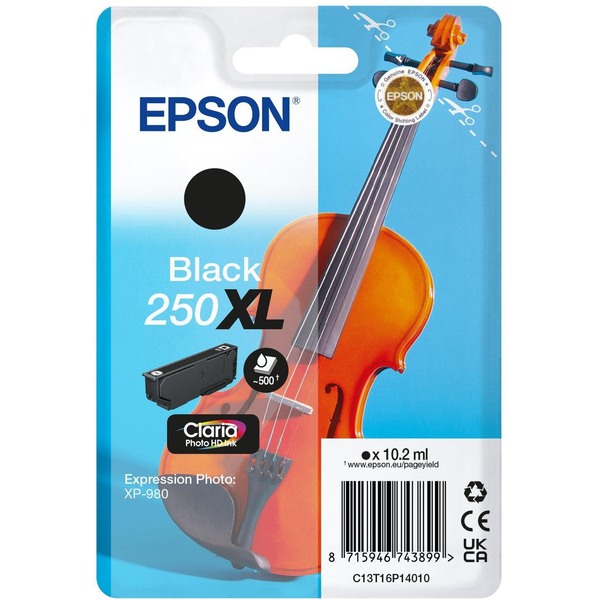 Epson 250XLViolin Claria Photo HD blækpatron 1 stk Original Højt (XL) udbytte Sort