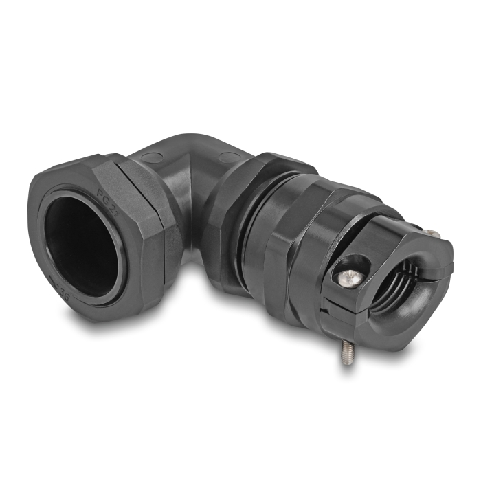 Delock Kábel tömszelence PG21 90 hajlított feszültség mentesítős és hajlítás védelemmel ellátott fekete (60599) (60599)