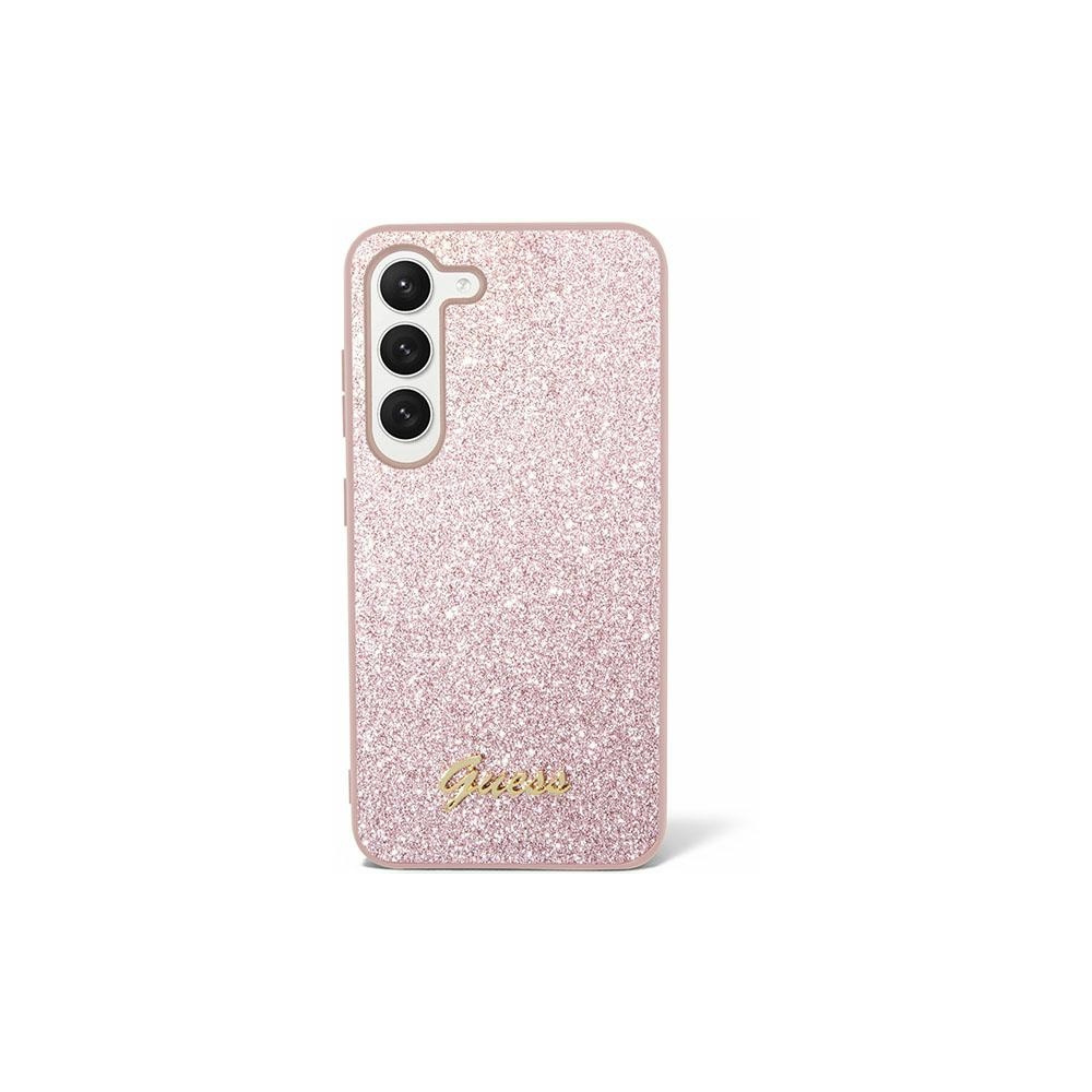 Guess Glitter Script 4G Samsung Galaxy S24 Ultra Tok - Rózsaszín (GUHCS24LHGGSHP)