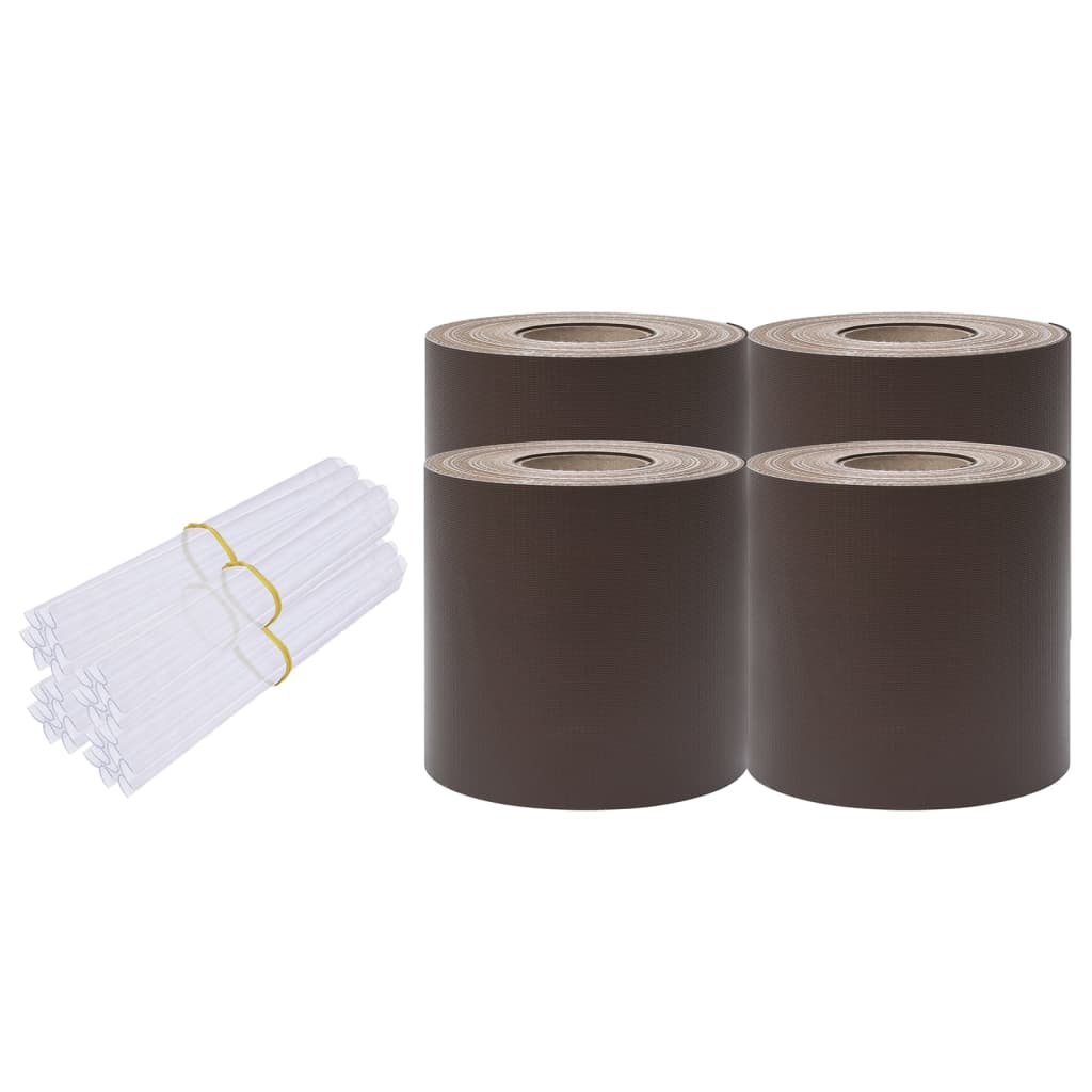 4 db barna PVC kerti árnyékoló kerítés 35 x 0,19 m (147863)