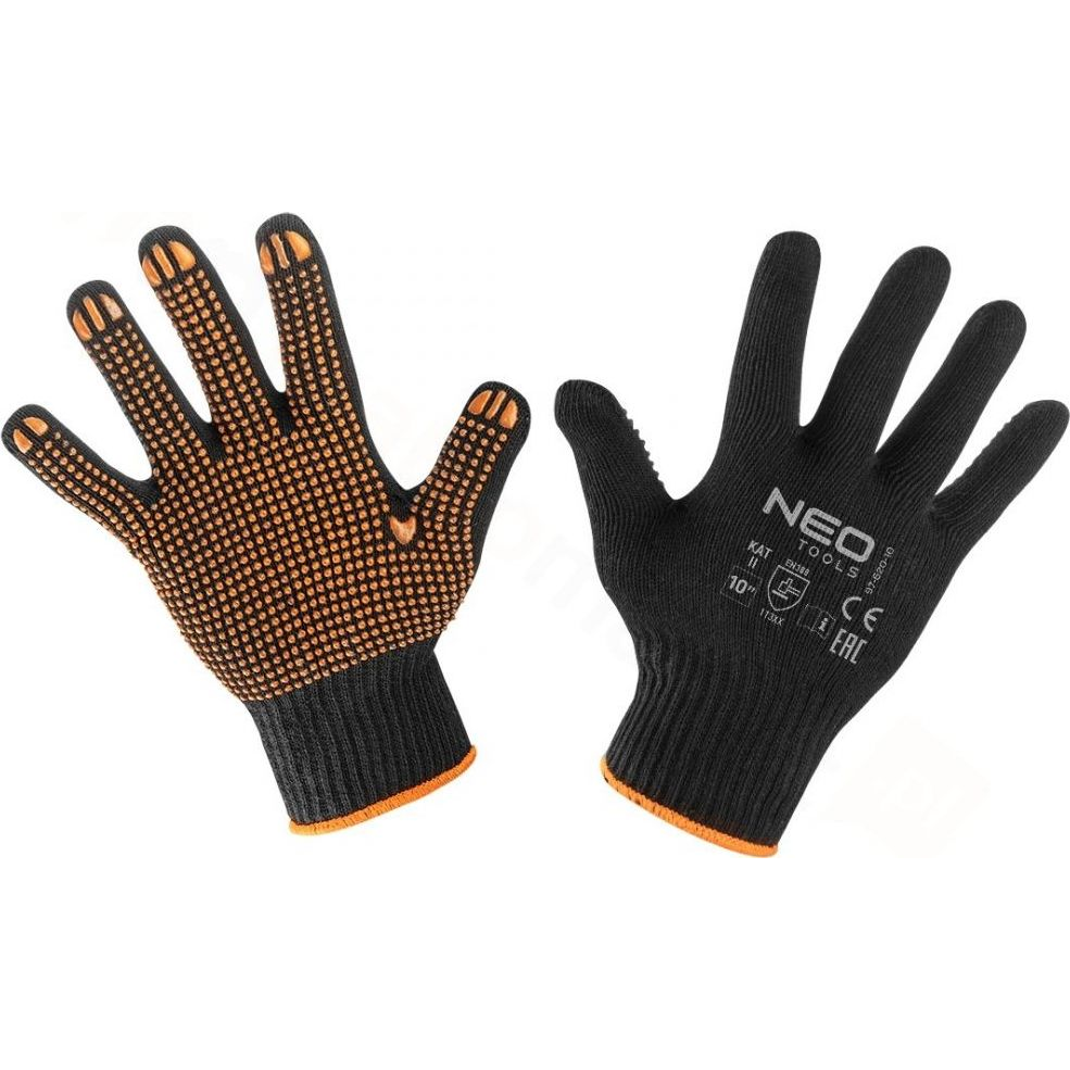 NEO 97-620-10 Munkakesztyű, Latex Bevonatú Pamut Poliészterrel, Csúszásgátló Pöttyökkel, 2143X, 10