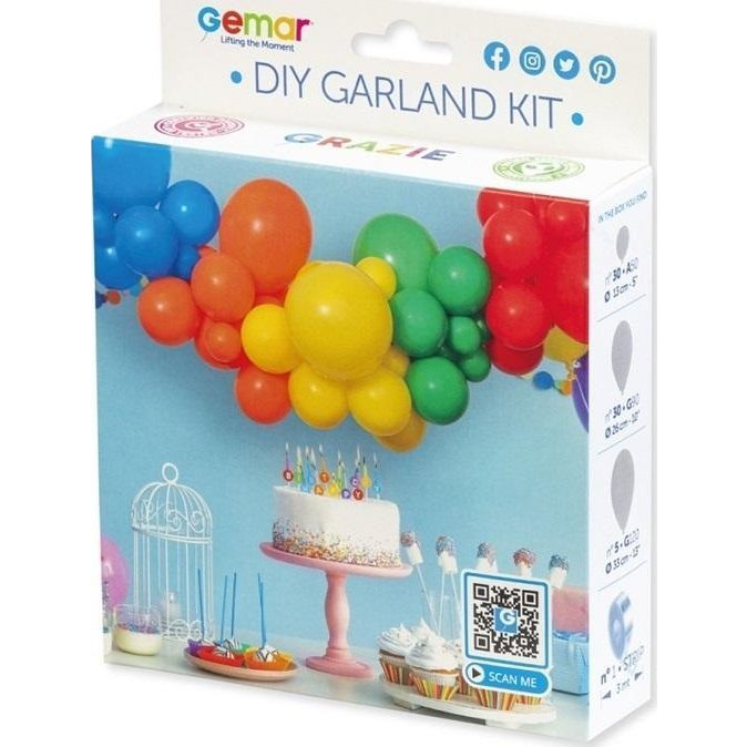 Szivárvány Lufi Girland Szett - 65 db, Többszínű (8021886031300)