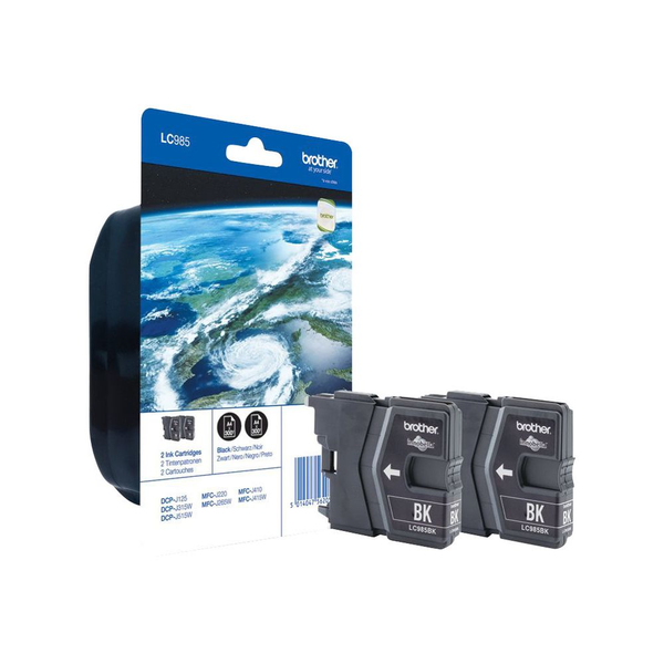 Brother LC-985BKBP2DR cartuccia d'inchiostro 2 pz Originale Resa standard Nero