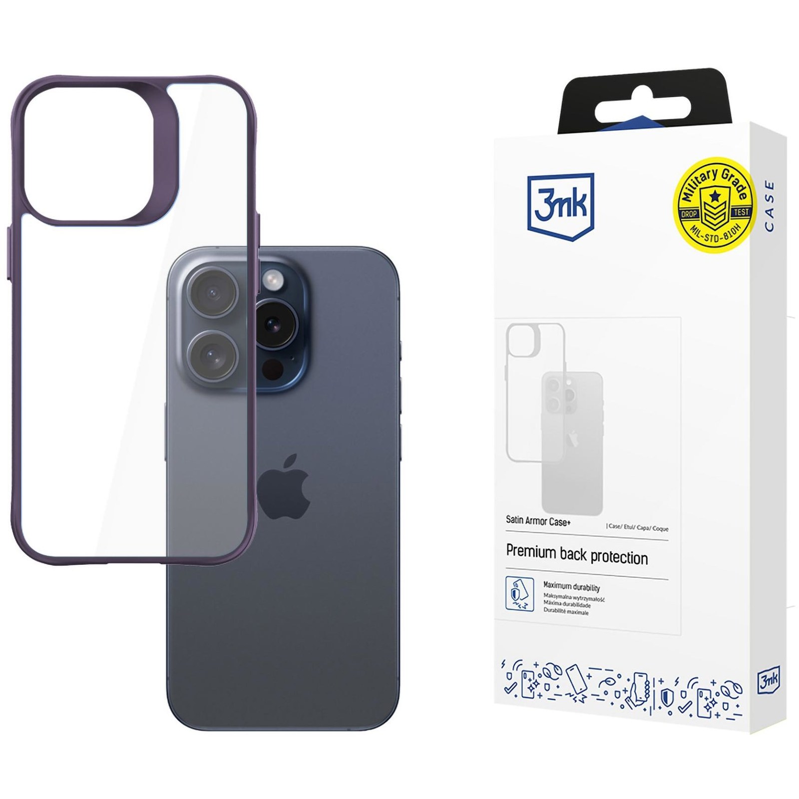 3MK Satin Armor Case+ Apple iPhone 15 Pro Max lila tok (5903108592819)