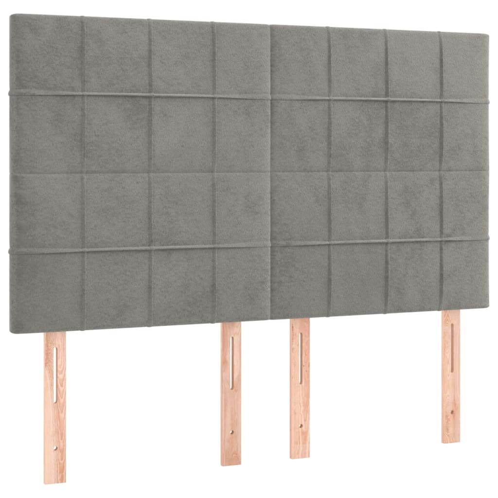 4 db világosszürke bársony fejtámla 72 x 5 x 78/88 cm (3116380)