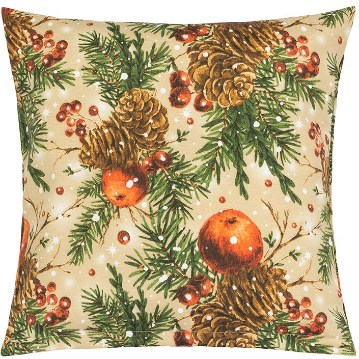 Bellatex 55/125 Karácsony párnahuzat, 45×45 cm, karácsonyi toboz és alma (11643)