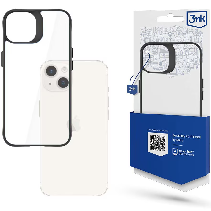 3mk Satin Armor Case+ Apple iPhone 15 Plus Tok - Fekete/Átlátszó (5903108527750)