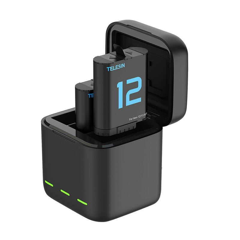 Telesin GoPro Hero9/10/11/12 töltő 2db akkumulátorral (S0-BCG-04-TGP) (S0-BCG-04-TGP)