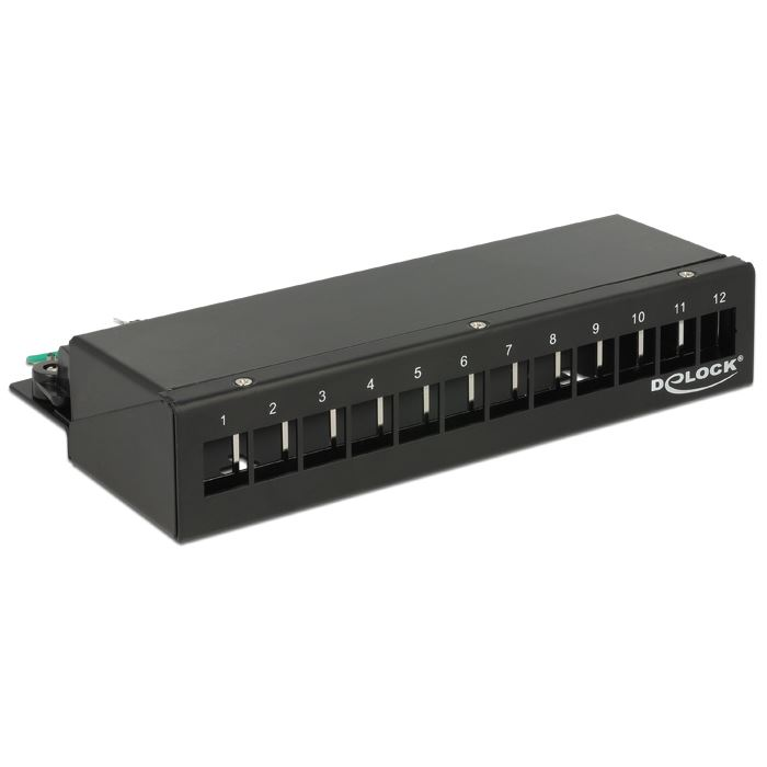 Delock Keystone asztali patch panel 12 portos fekete (43339) (DL43339)