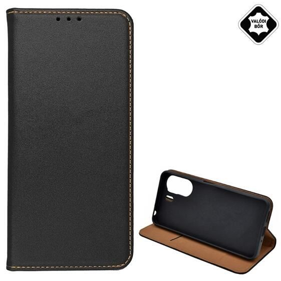 Gigapack Xiaomi Poco C65 valódi bőr fliptok fekete (GP-153586) (GP-153586)