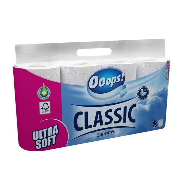 Ooops! Classic 3 rétegű Toalettpapír sensitive (8 tekercs) (KTC30081133)