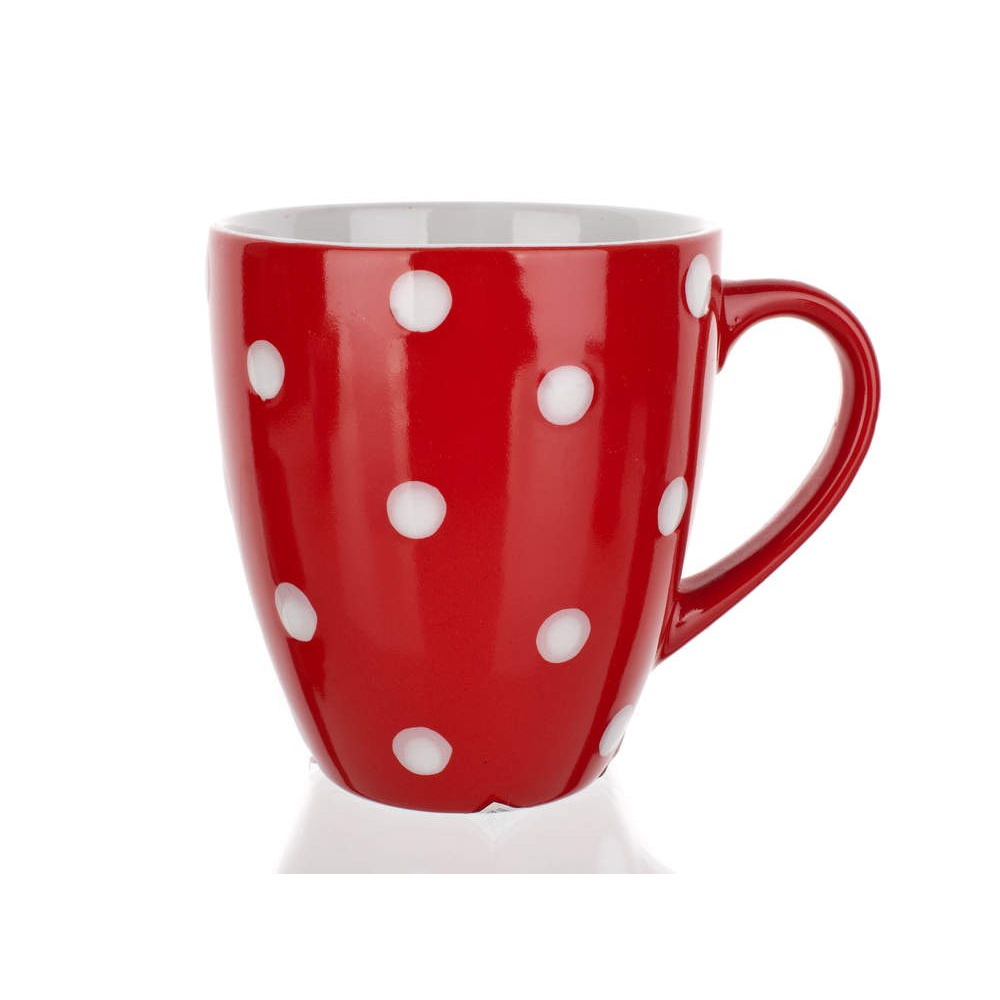 BANQUET Kerámia bögre készlet 400 ml, piros, pöttyökkel, 6 db (A00445)