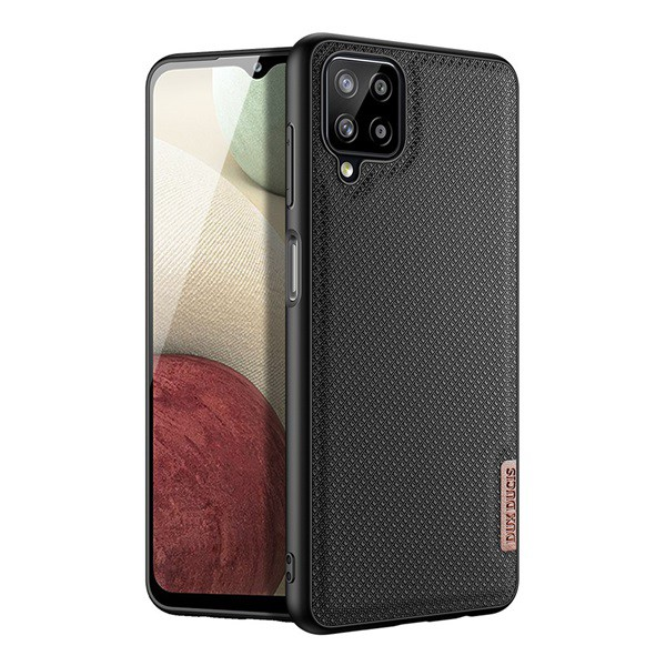 DUX DUCIS FINO szilikon telefonvédő (műanyag belső, közepesen ütésálló, rács minta) FEKETE [Samsung Galaxy A12 (SM-A125F / SM-A127F)] (5996591050348)