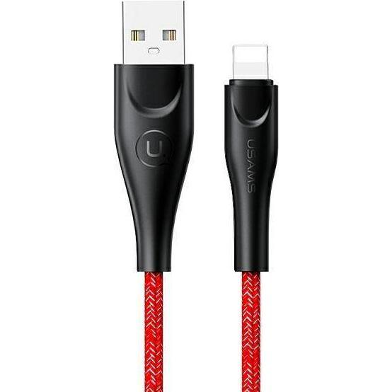 Usams U41 adatkábel (USB - lightning, 2A, gyorstöltő, 300cm, törésgátló, cipőfűző) PIROS Apple iPhone 14 Plus / iPhone 14 Pro / iPhone 14 (SJ397USB02)