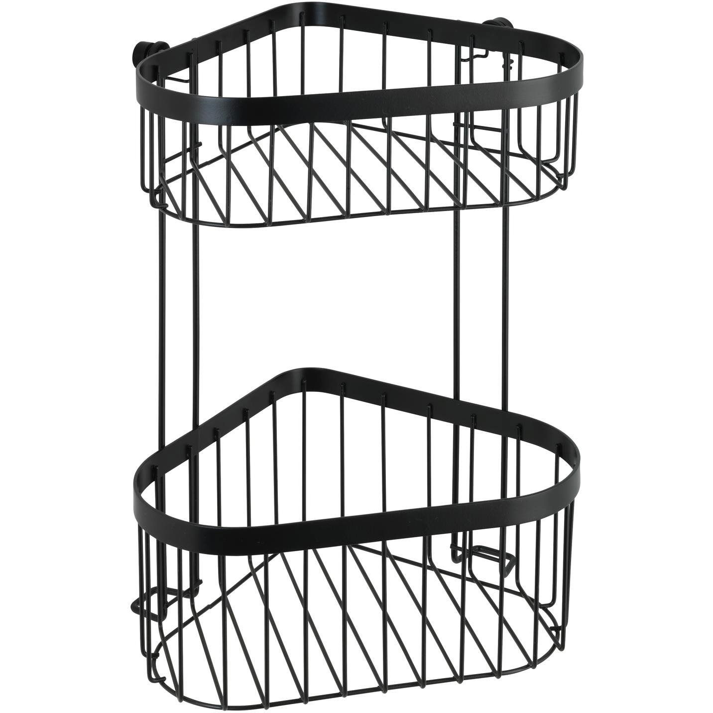WENKO WITHOUT DRILLING Classic Plus - Corner Two-storey Shelf, Black (z23882100)