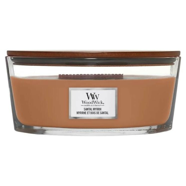 WoodWick Santal Myrrh Elipsa - Tűz melege Édes fás Illatgyertya 453g - Barna (1743609E)