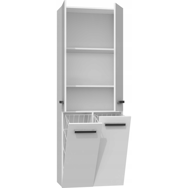  Topeshop Szafka łazienkowa Nel Dd 2K kosz 60cm bieł połysk