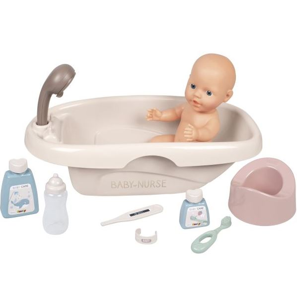 Smoby Baby Nurse Játékbaba fürdető szett, 8 részes - pasztell (7600220366) (S7600220366)