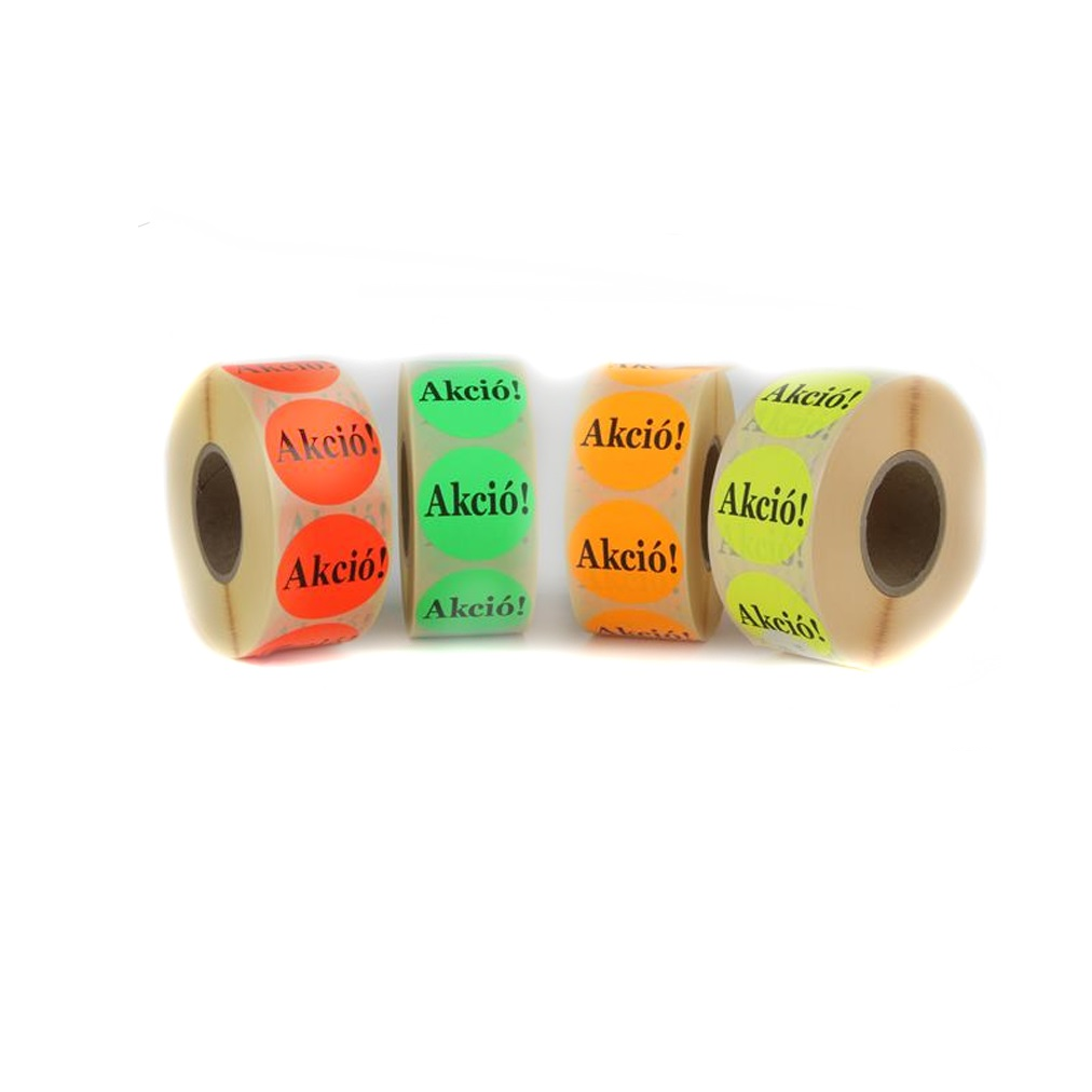 Etikett tekercses címkenyomtatóhoz Akció felirattal 38 mm - Sárga (1000 db / csomag) (5998377104672)