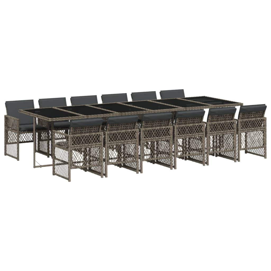13 részes szürke polyrattan kerti ülőgarnitúra párnákkal (3210764)