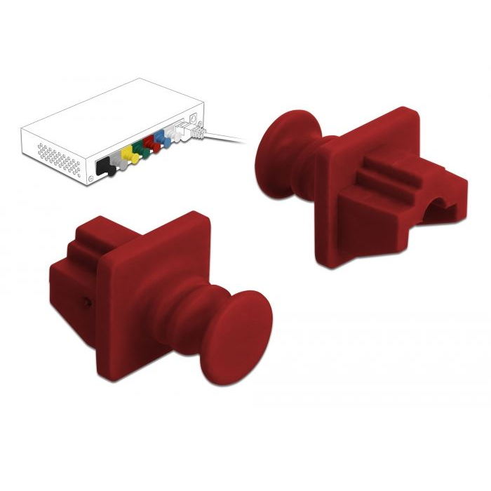 Delock RJ45 típusú kimenethez porvédő 10 db piros (86510) (d86510)