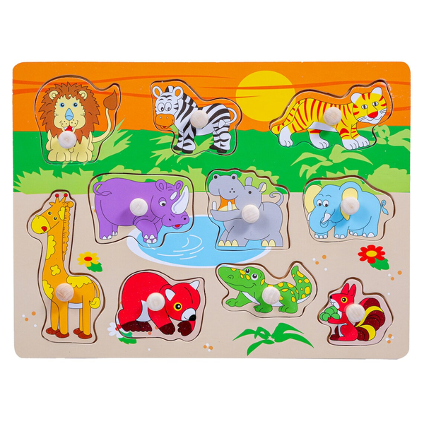 Dřevěné puzzle Smily Play spw83596 zvířátka zoo