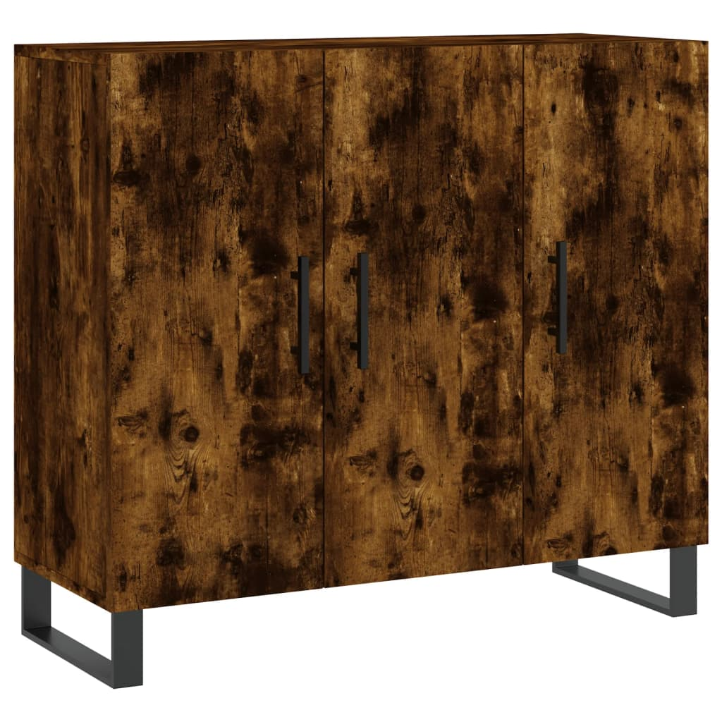 füstös tölgy színű szerelt fa tálalószekrény 90 x 34 x 80 cm (828137)