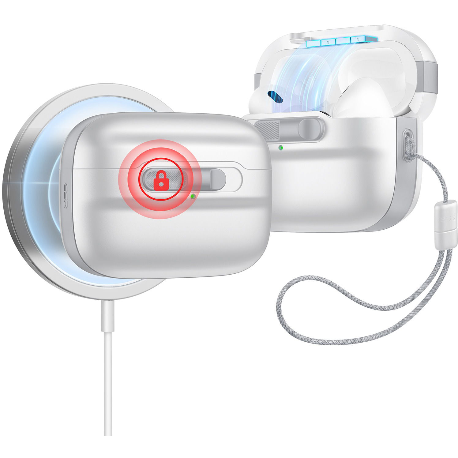 ESR Pulse Magnetic Lock Case (HaloLock), Compatible with AirPods Pro tok, White (1C0080202)
