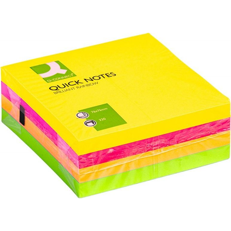 Q-CONNECT 76 x 76 mm, 4 x 80 lap, neonszínű (KF01348)