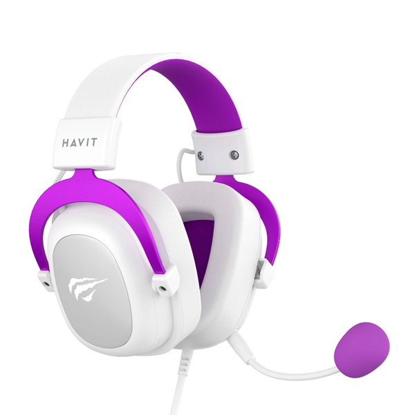 Havit H2002d геймърски слушалки с 3,5 мм жак, лилаво/бяло