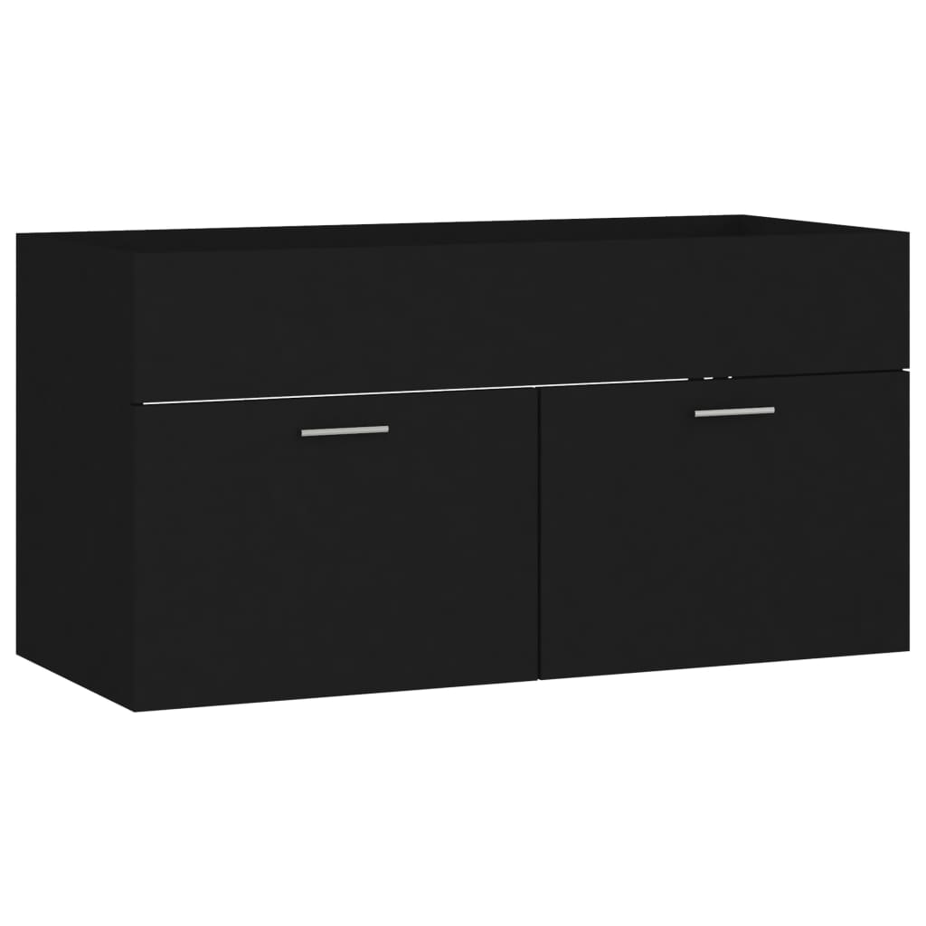 fekete forgácslap mosdószekrény 90 x 38,5 x 46 cm (804666)