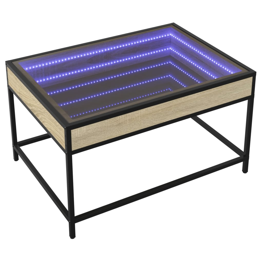 sonoma tölgy végtelen hatású LED-es dohányzóasztal 70x50x41 cm (847683)
