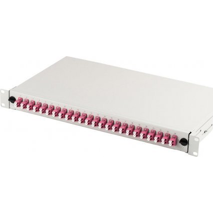 Fo Patch Panel With 19'' 1u Accessory, 24x Lc Dx, Om4, Adapters, Extendable, Grey