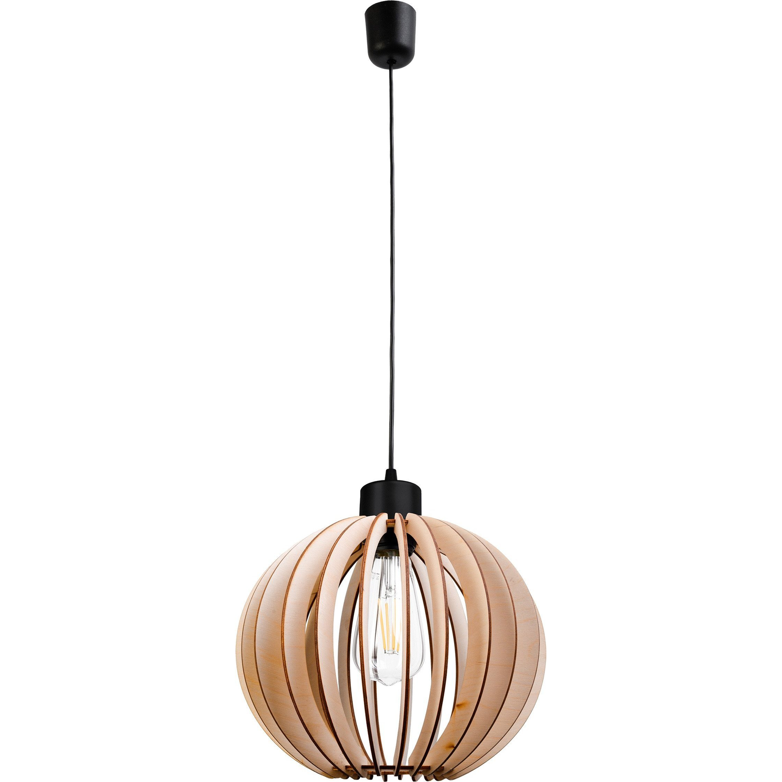 Orno Palla 270 Függőlámpa, 1x60 W, E27, Fekete, Kerek Ernyő, Fa (AD-LD-6381BE27D)