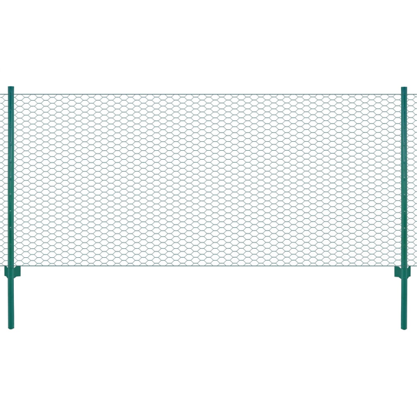 zöld acél drótháló kerítés tartóoszlopokkal 25 x 0,5 m