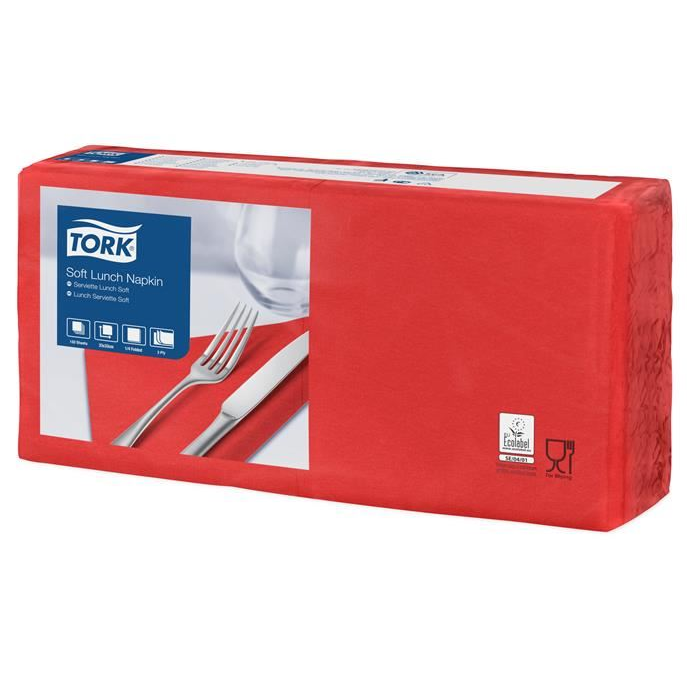 Tork Lunch szalvéta 3 rétegű 33x33cm (150 db/csomag) piros (477861) (T477861)