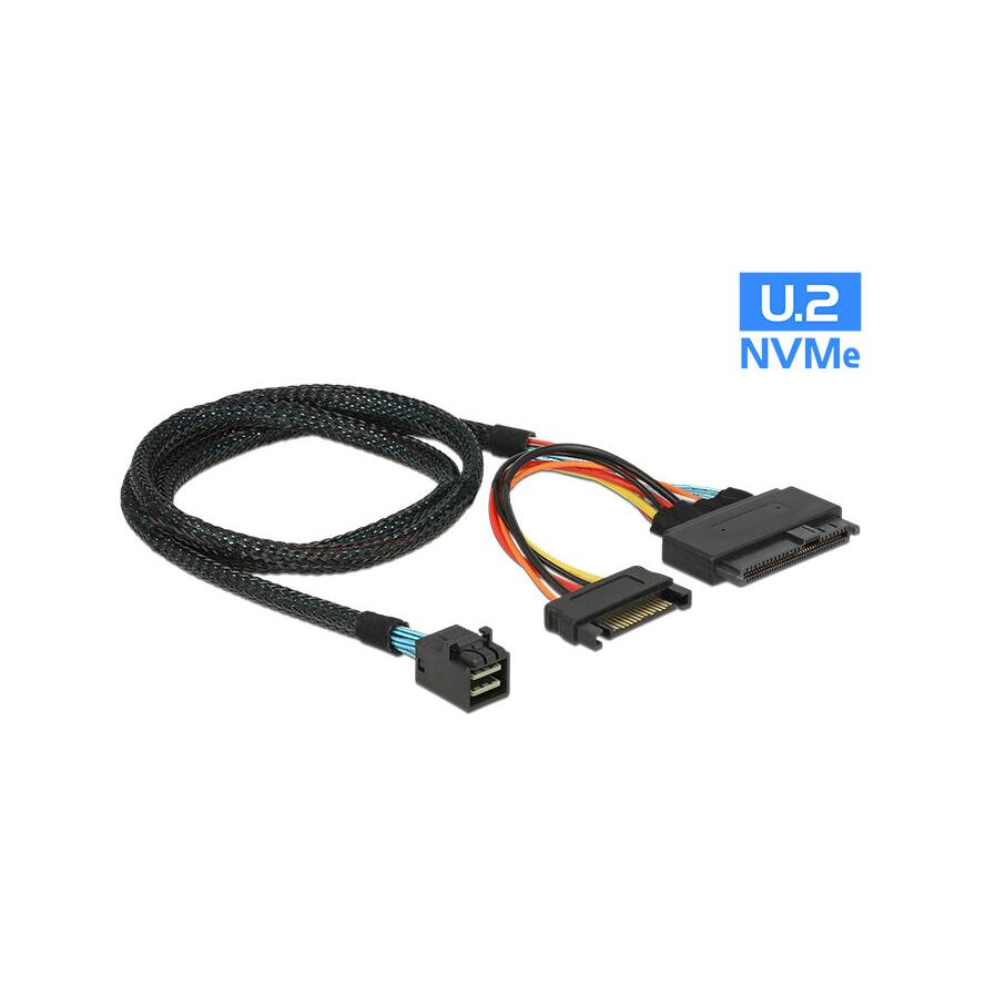 KAB Delock 84821 Kábel SFF-8643 dugó > U.2 SFF-8639 dugó + SATA tápcsatlakozó 75 cm (84821)